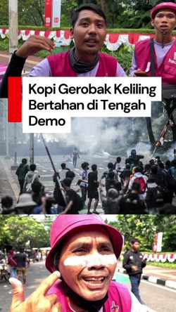 Video: Tukang Kopi Gerobak Keliling Tetap Bertahan di Ricuh Demo DPR