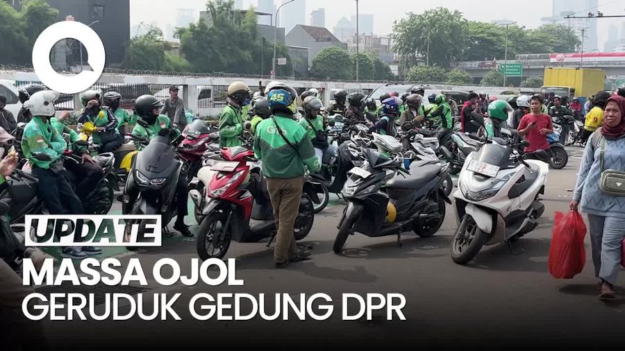 Video: Dapat Info dari Medsos, Massa Ojol Geruduk Gedung DPR Hari Ini