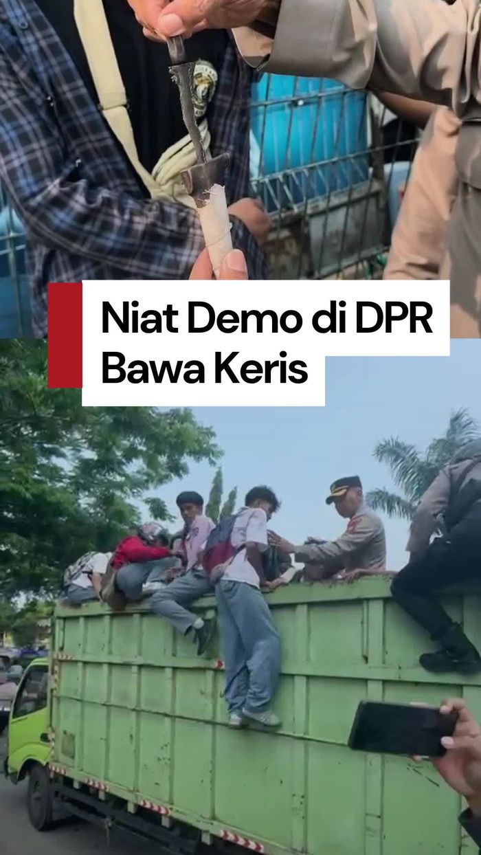 Video: Polisi Amankan Puluhan Pelajar Hendak Demo di DPR, 1 Orang Bawa Keris
