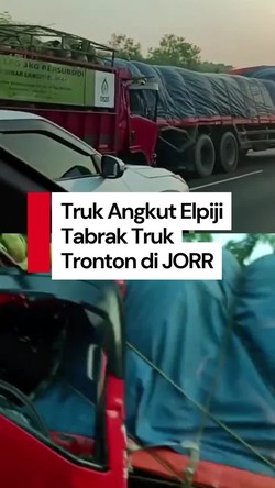 Video Viral Truk Gas Nempel Truk Tronton di JORR, Sopir Tewas Terjepit