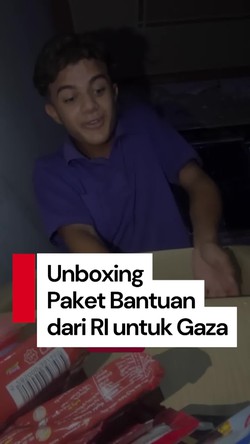 Video: Raut Bahagia Pemuda Gaza Saat Unboxing Paket Bantuan dari RI