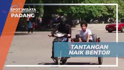 Menantang Diri Naik Bentor dengan Penutup Kepala di Padang  