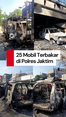 Video: Menghitung Mobil yang Terbakar di Polres Jakarta Timur