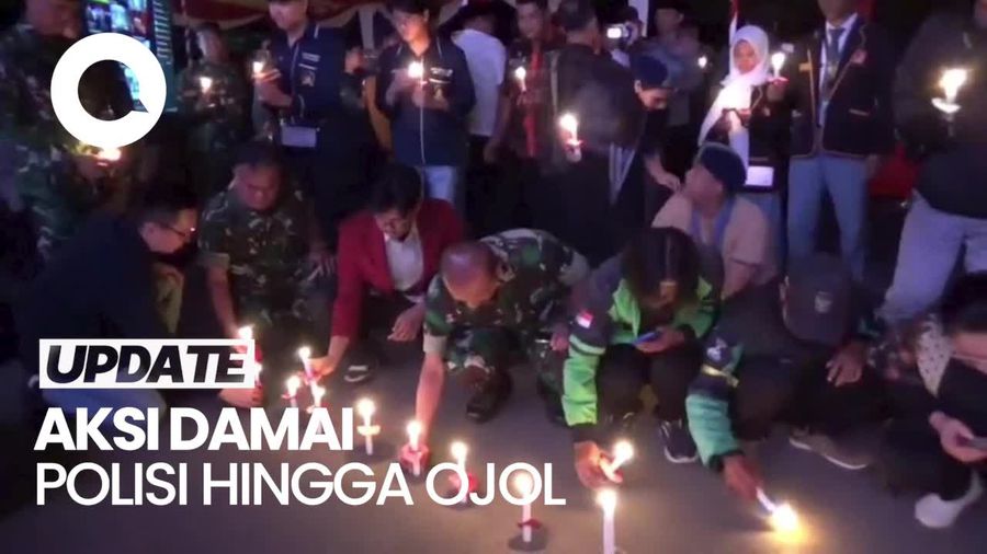 Polisi Bersama Ojol di Jambi Gelar Aksi Damai 1000 Lilin