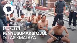 Video: Polisi Ciduk Puluhan Penyusup saat Aksi Damai Ojol di Tasikmalaya