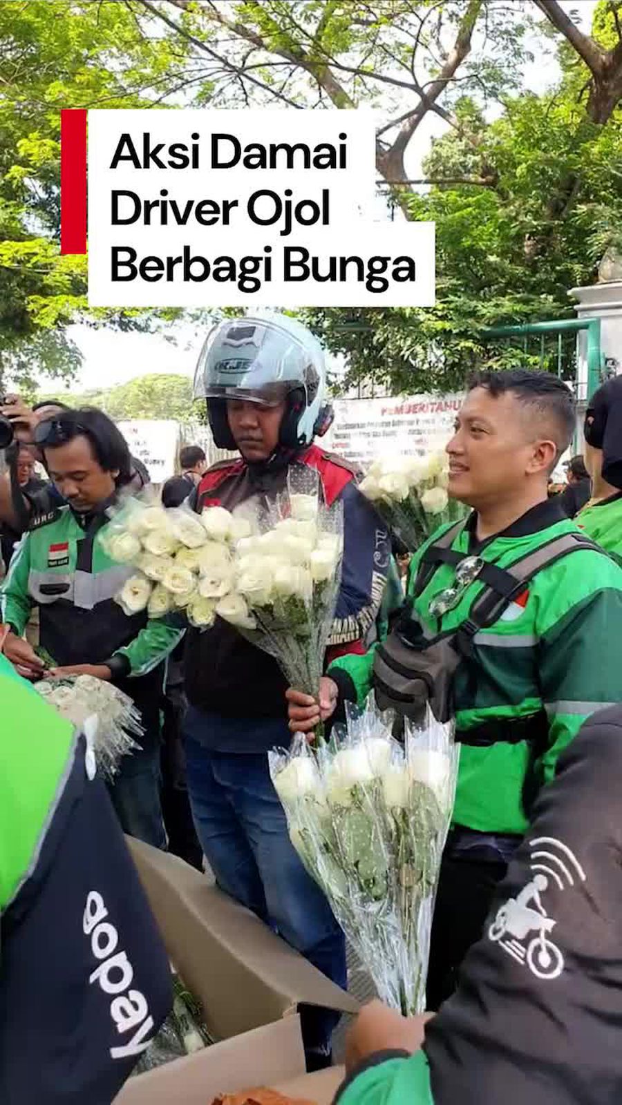 Video: Aksi Damai Driver Ojol Berbagi Bunga Mawar