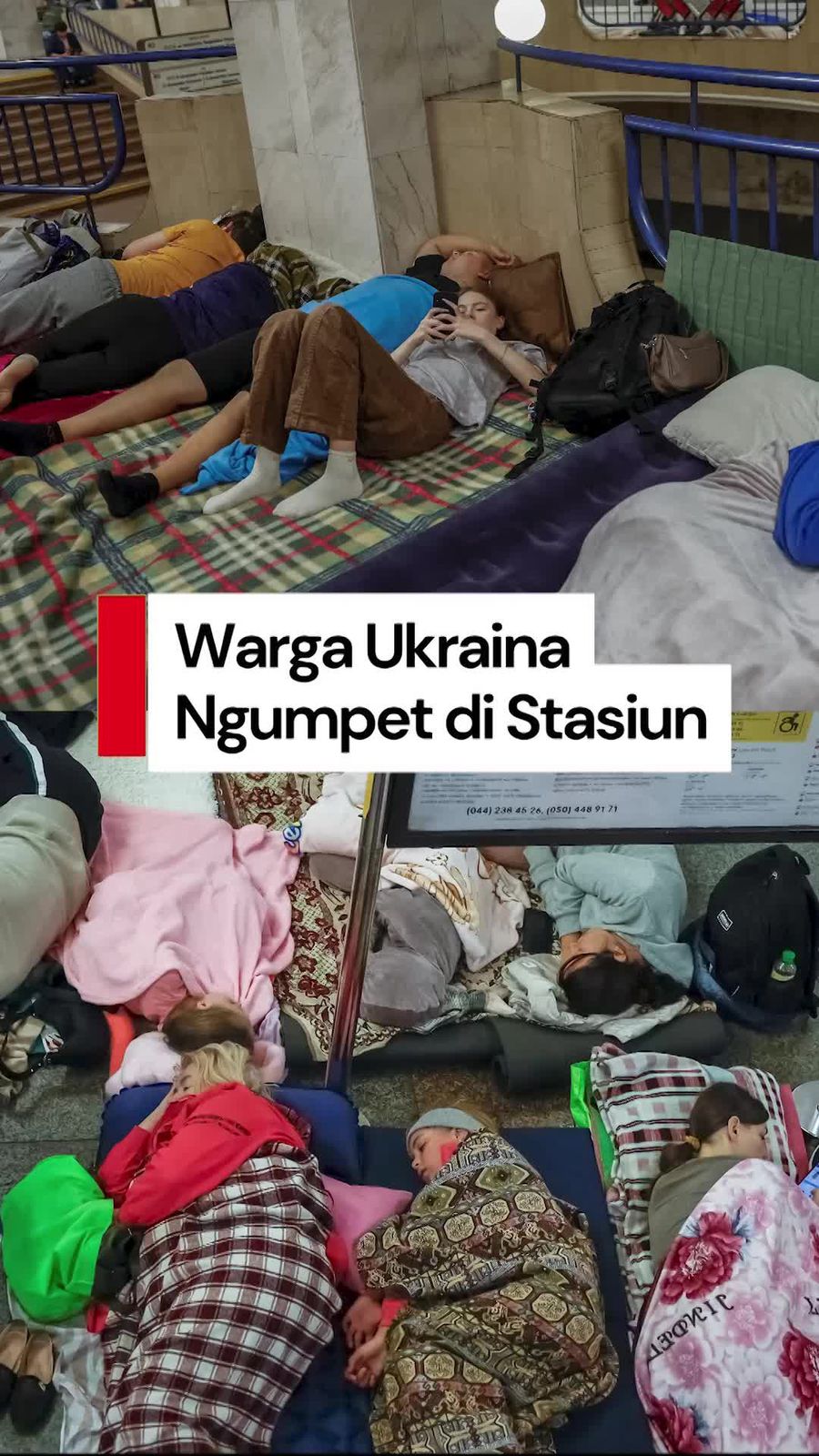 Video: Warga Ukraina Berbondong Ngumpet di Stasiun Hindari Serangan Rusia
