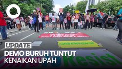 Video: Massa Buruh Demo di Patung Kuda, Tuntut Kenaikan Upah