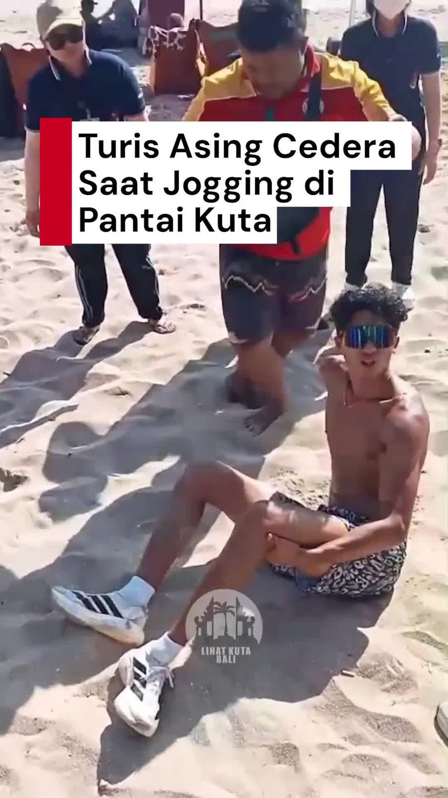 Video: Gegara Jalur Rusak, Turis Asing Cedera Saat Jogging di Pantai Kuta