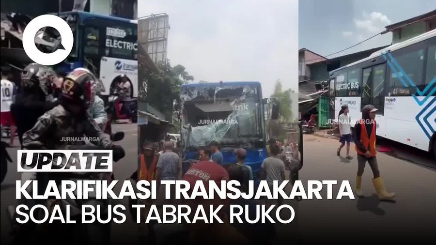 Video: Bus Tabrak Ruko di Jaksel, Transjakarta Minta Maaf