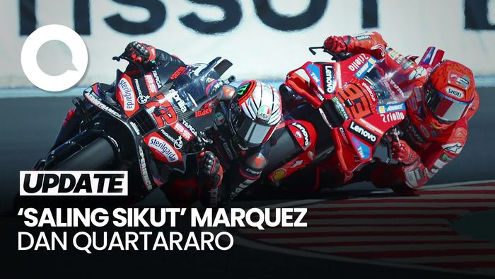 Video Saling Sikut Marquez dan Quartararo di Sprint Race MotoGP Catalunya