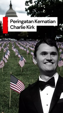 Video Karangan Bunga-Penurunan Bendera Peringati Kematian Charlie Kirk
