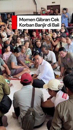 Video: Gibran Cek Pengungsi Banjir Bali, Minta Semua Korban Tetap Tenang