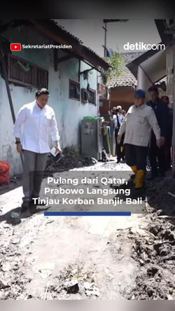 Video: Kala Prabowo Lansung Tinjau Korban Banjir Bali Sepulang dari Qatar