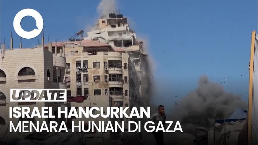 Video: Detik-detik Israel Hancurkan Menara Hunian di Gaza