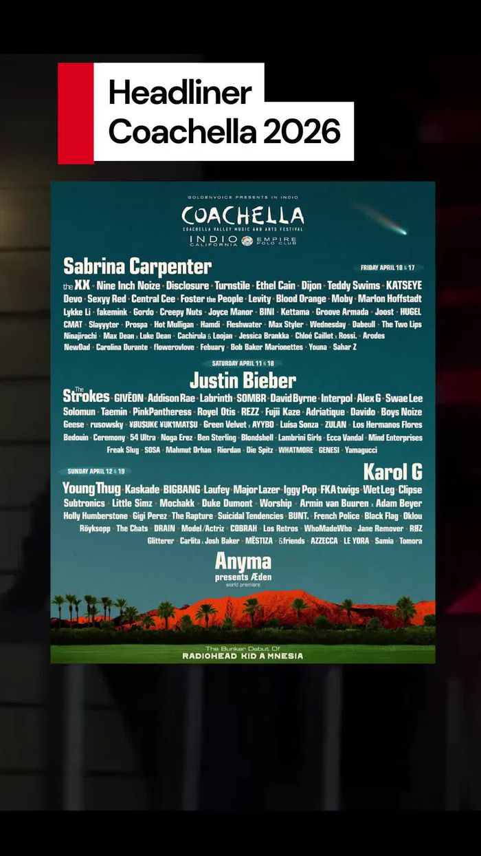Video: Justin Bieber-Sabrina Carpenter Jadi Headliner Coachella 2026