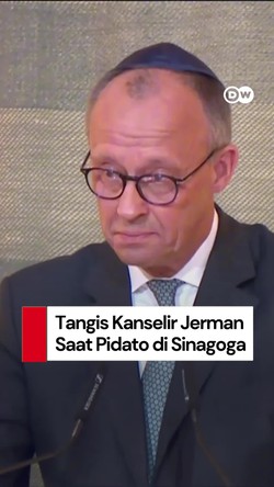 Video: Kanselir Jerman Menangis saat Berpidato di Sinagoga