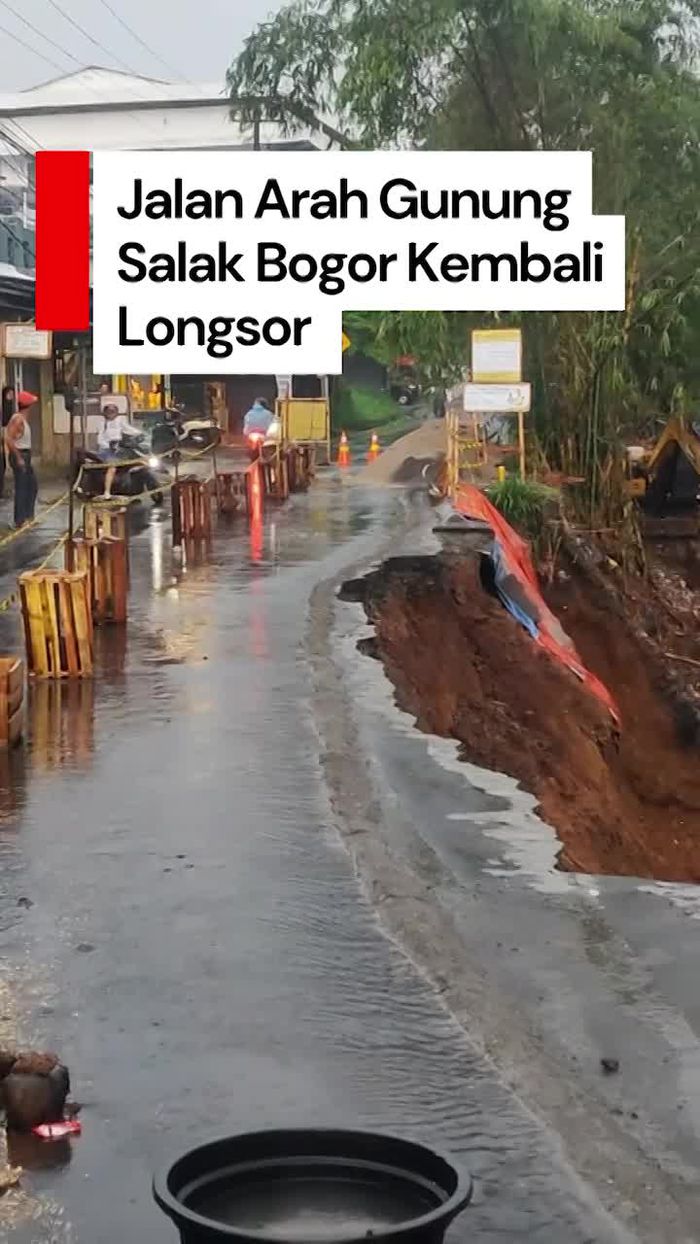 Video: Jalan Arah Gunung Salak Bogor Longsor Lagi saat Tengah Perbaikan