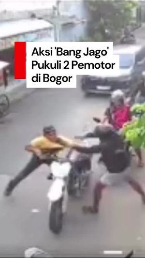 Video: Aksi Bang Jago Pukuli 2 Pemotor Usai Nyaris Senggolan di Bogor