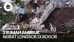 Video: Longsor Terjadi di Dekat Sungai Ciapus Bogor, 3 Rumah Ambruk