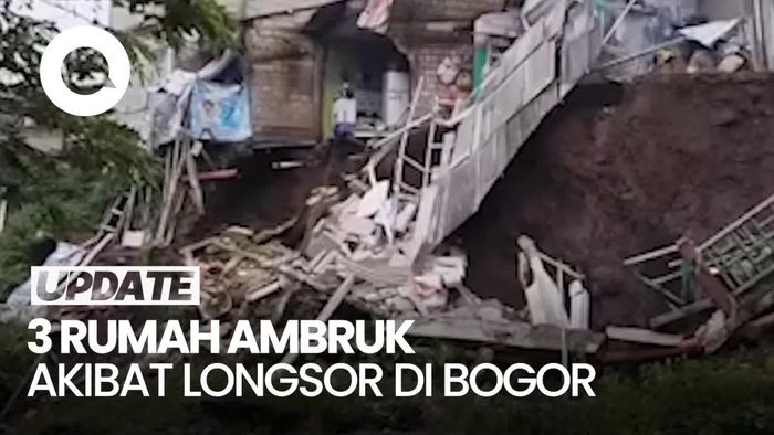 Video: Longsor Terjadi di Dekat Sungai Ciapus Bogor, 3 Rumah Ambruk