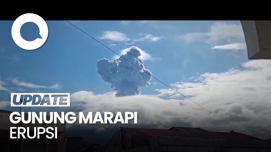 Video: Gunung Marapi Erupsi Disertai Suara Dentuman Keras Sore Ini