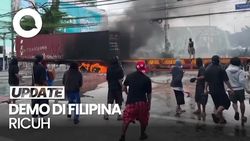 Video: Ricuh! Demo di Filipina Berujung Bentrok dan Pembakaran Truk