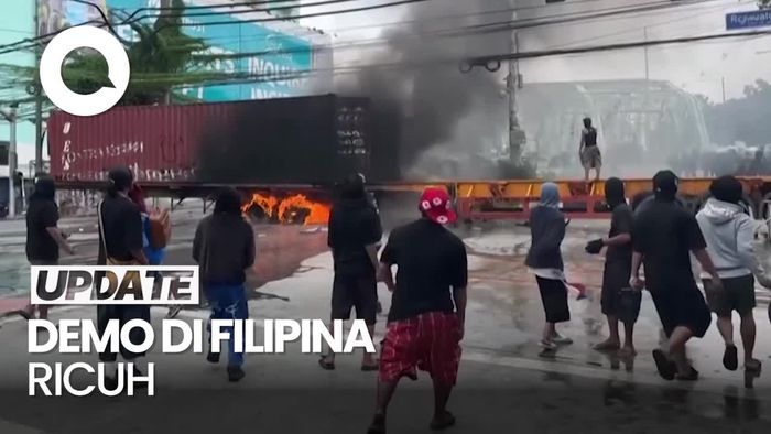 Video: Ricuh! Demo di Filipina Berujung Bentrok dan Pembakaran Truk