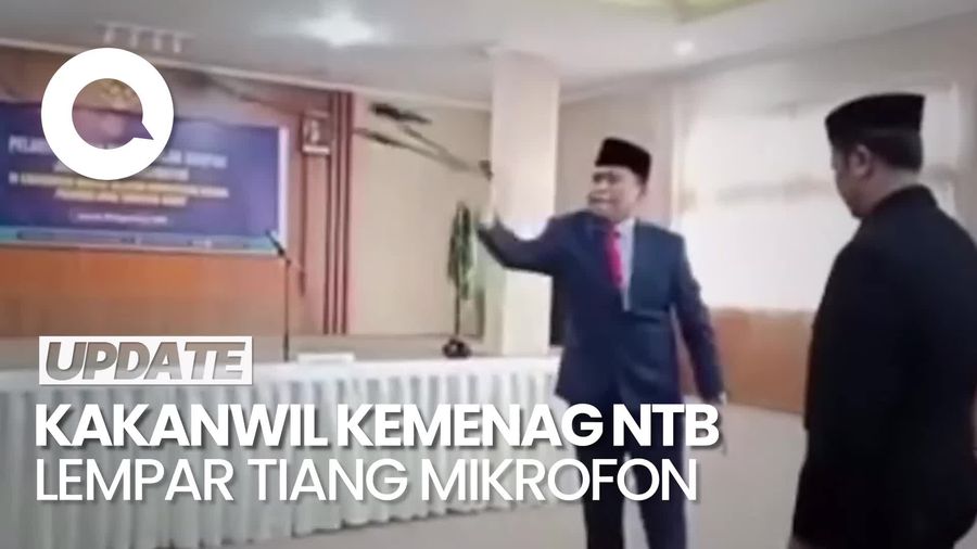 Video: Heboh! Kakanwil Kemenag NTB Lempar Tiang Mikrofon saat Pelantikan