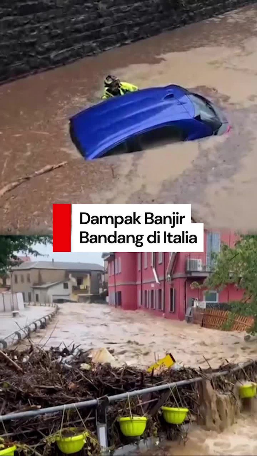 Video Banjir Bandang Italia: Mobil Terendam, Heli Dikerahkan Cari Korban
