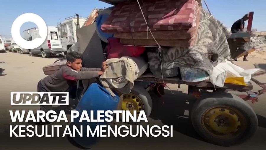 Video: Pilu Warga Palestina Berjalan 15 Jam Demi Cari Tempat Aman
