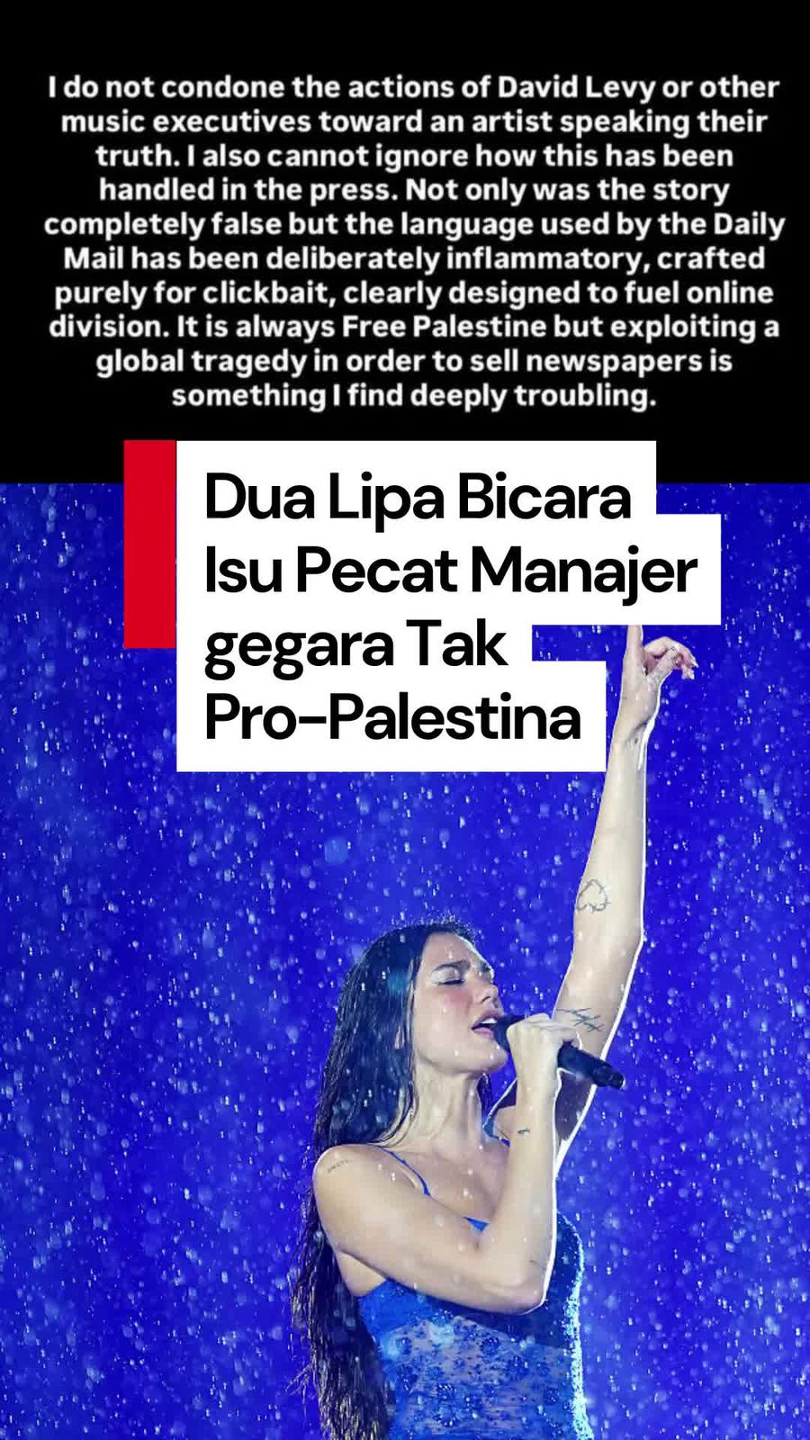 Video Dua Lipa Luruskan Isu Pecat Manajer gegara Tak Pro-Palestina