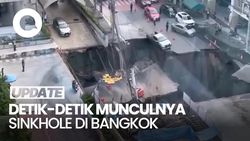 Video Detik-Detik Sinkhole Muncul di Tengah Jalan Bangkok Thailand