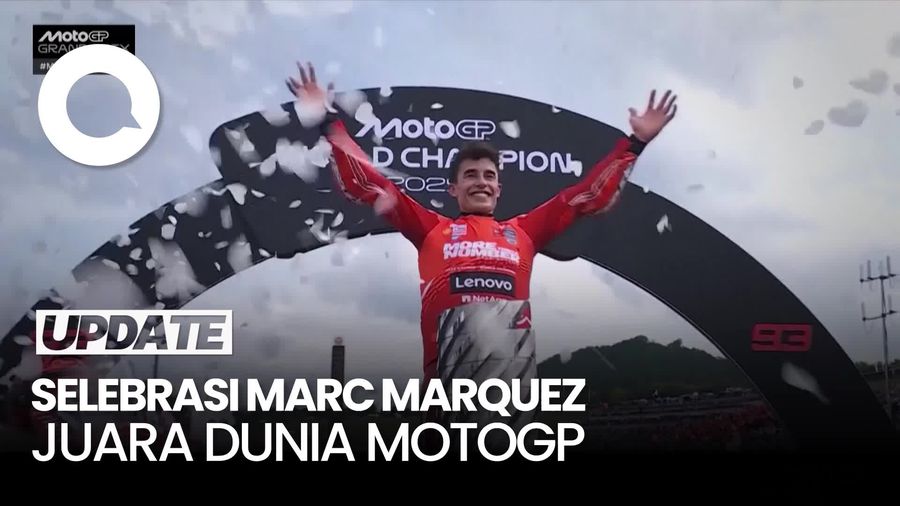 Video Selebrasi Marc Marquez, Sempat Bingung Pasang Plakat Juara MotoGP