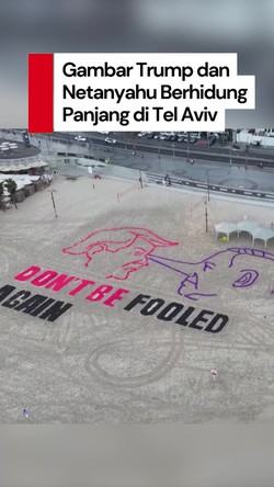 Video Gambar Trump dan Netanyahu Berhidung Panjang di Tel Aviv