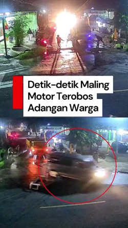 Video Detik-detik Maling Motor Terobos Adangan Warga, Berujung Tabrak Pohon