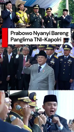 Video: Momen Prabowo Nyanyi Bareng Panglima TNI-Kapolri di Lubang Buaya