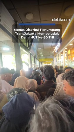 Video Monas Diserbu Warga Nonton HUT TNI, Penumpang TransJ Membeludak