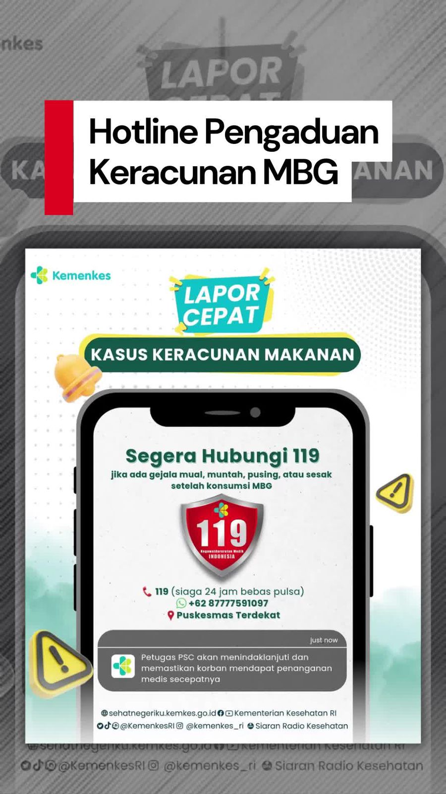 Video Kemenkes Buka Hotline Pengaduan Keracunan MBG
