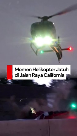 Video: Detik-detik Helikopter Jatuh di California, Nyaris Kena Pemobil