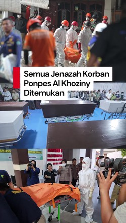Video BNPB: Seluruh Jenazah Korban Ponpes Al Khoziny Sudah Ditemukan