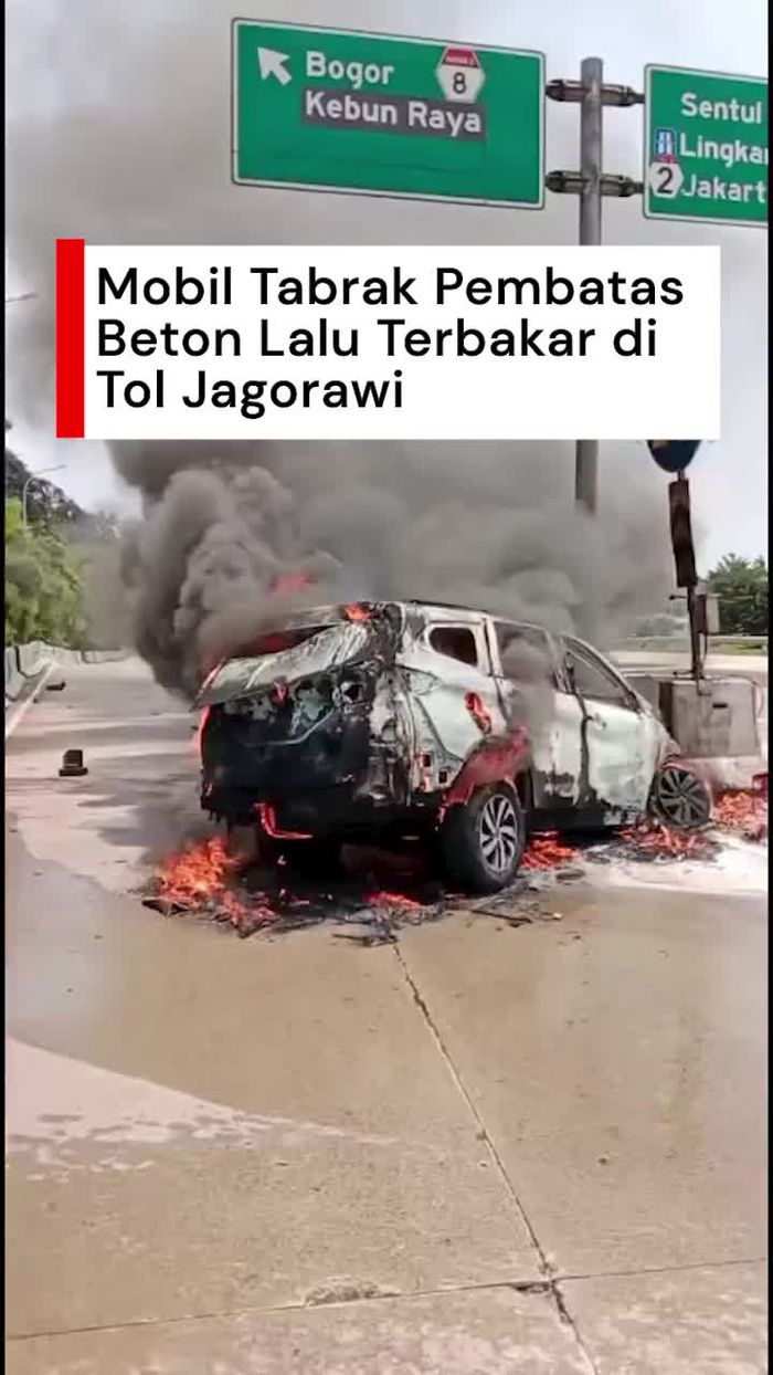 Video: Mobil Kecelakaan hingga Terbakar di Tol Jagorawi