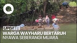 Video: Jembatan Way Pemerih Putus, Warga Bertaruh Nyawa Seberangi Muara
