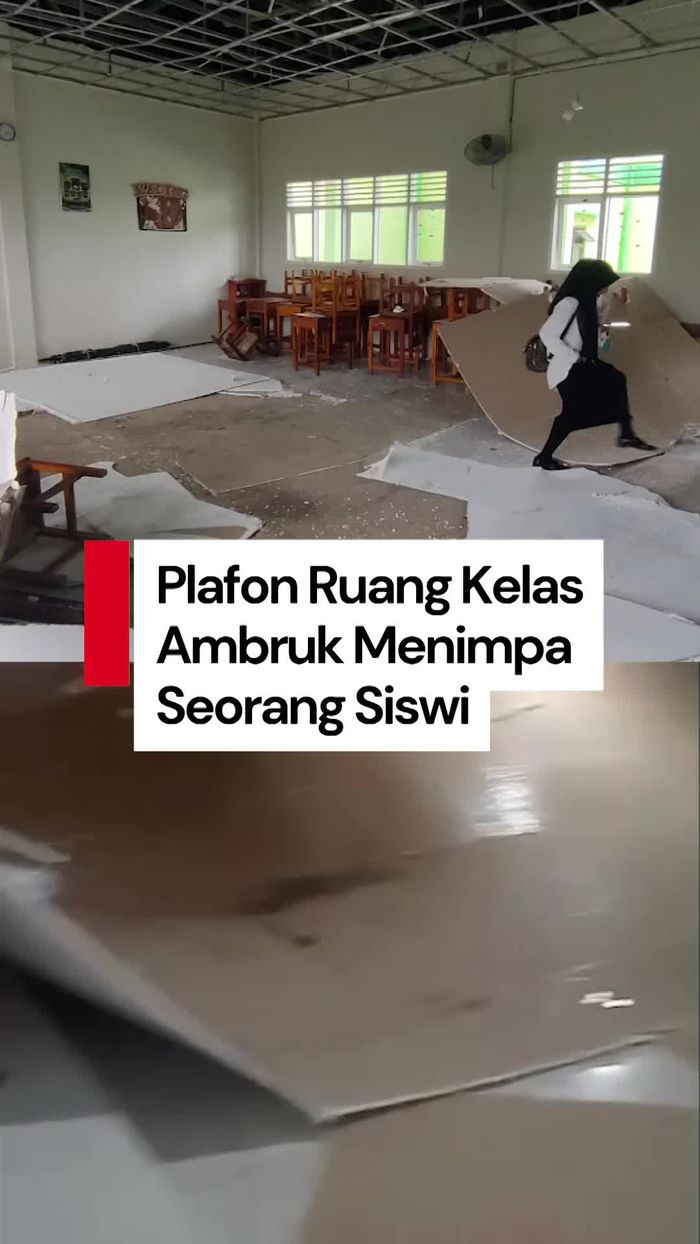 Video: Plafon Kelas MAN 1 Polman Ambruk Karena Angin, 1 Siswi Tertimpa