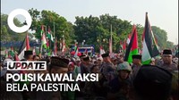 Video Polisi Berpeci Hitam Kawal Aksi Bela Palestina di Patung Kuda