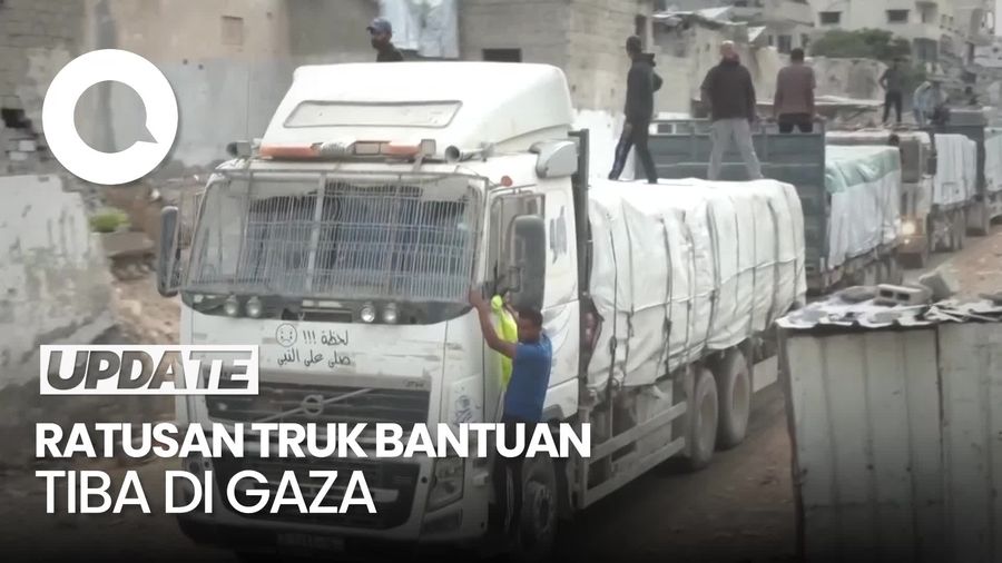 Video Hamas-Israel Gencatan Senjata, Truk Bantuan Mulai Berdatangan ke Gaza