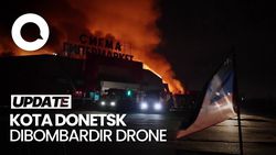 Video: Drone Hantam Donetsk, Pusat Perbelanjaan Ludes Terbakar