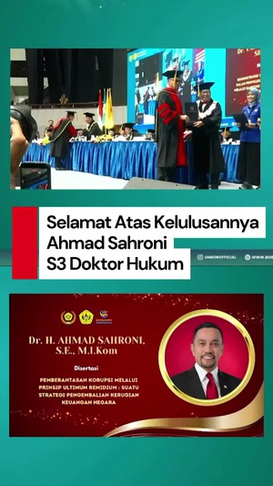 Video: Ahmad Sahroni S3 Doktor Hukum, Disertasinya Pemberantasan Korupsi