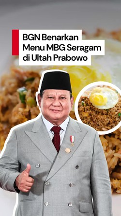 Video BGN Konfirmasi Menu MBG Seragam di Ultah Prabowo: Nasgor-Telur Ceplok