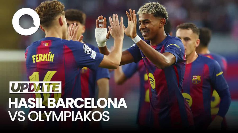 Video: Barcelona Bantai Olympiakos 6-1, Fermin Cetak Hattrick